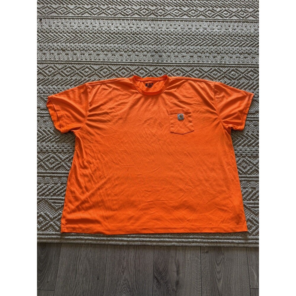 Carhartt Force Mens 4XL Relaxed Fit Pocket T-Shirt Neon Orange Hi-Vis Work Top